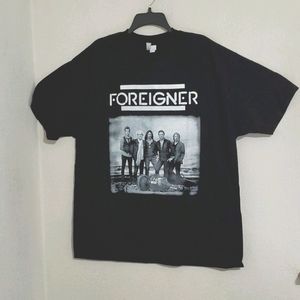 FOREIGNER black short sleeve concert band graphic tee shirt Kelly Hanson XL